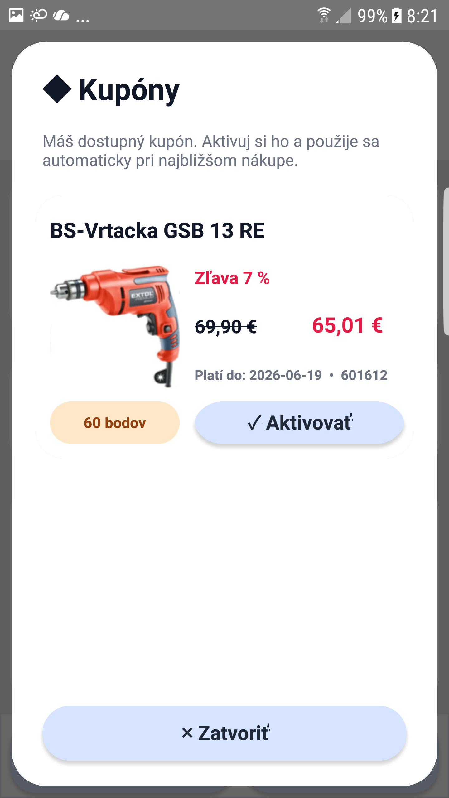 Vernostná aplikácia - ďalšia obrazovka aplikácie